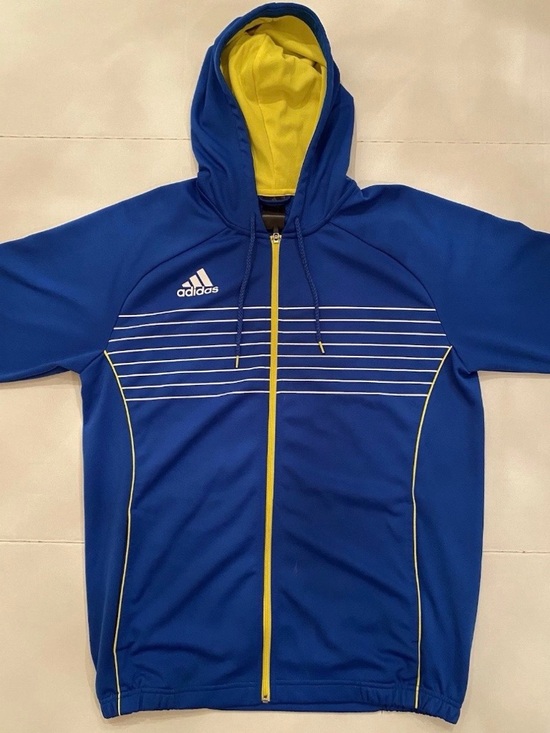 adidas Other - Adidas Royal Blue zip-up performance hoodie with Yellow Trim & adidas stripes